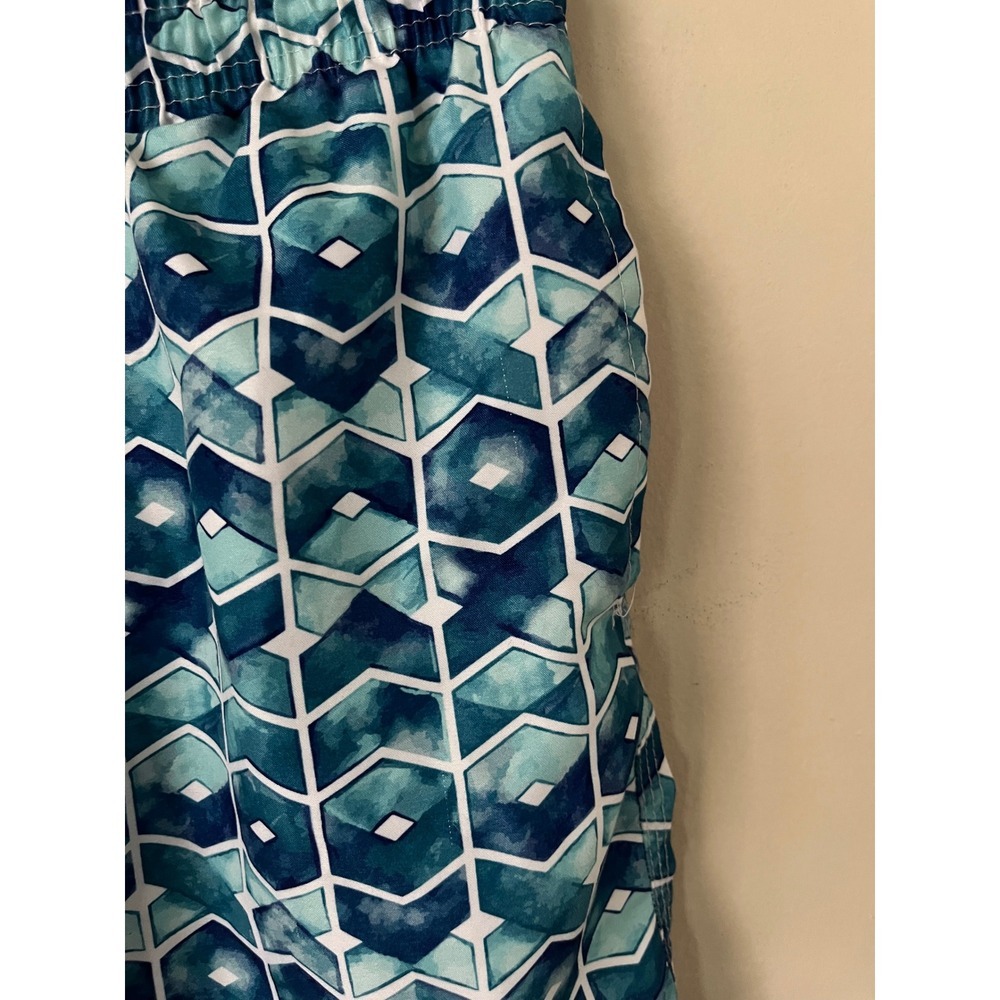 Spicy Tuna Mens Blue Geometric Hexagon Print Swim Trunks Mesh Lined Small - Picture 8 of 8